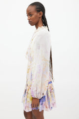 Zimmermann White & Multi Rhythmic Drawn Floral Dress