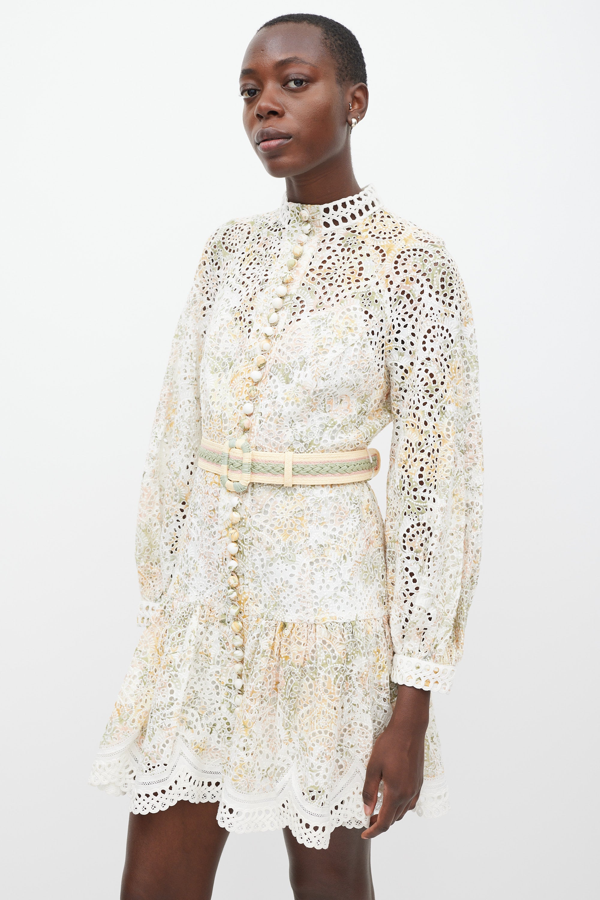 Zimmermann // White & Multicolour Linen Floral Eyelet Dress – VSP Consignment