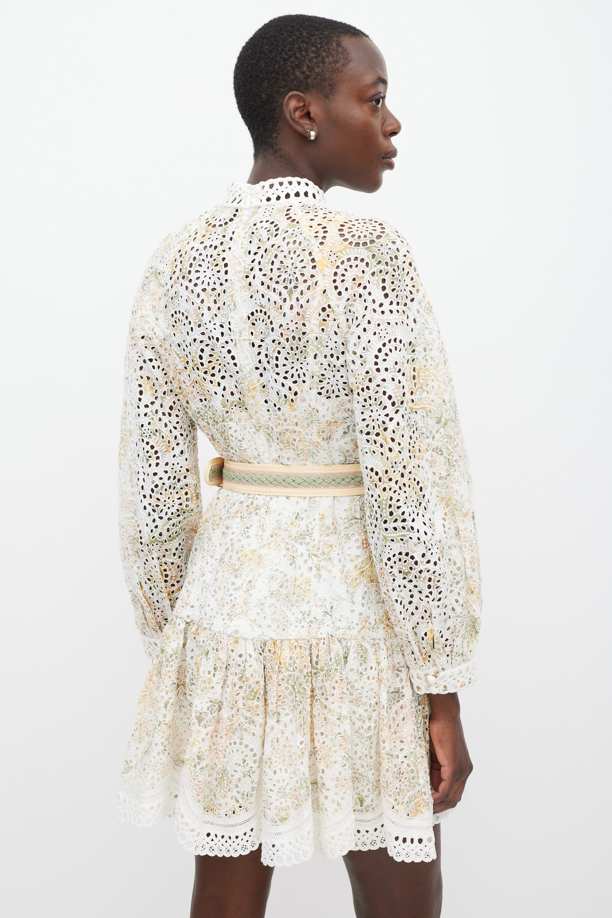 Zimmermann // White & Multicolour Linen Floral Eyelet Dress – VSP Consignment