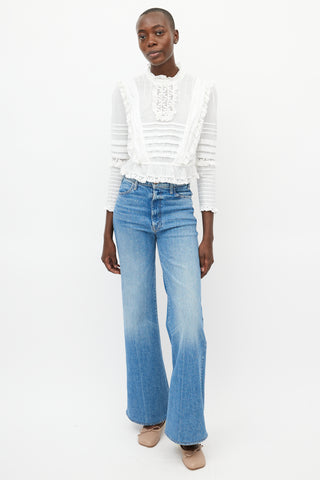 Zimmermann White Pleated Lace Top
