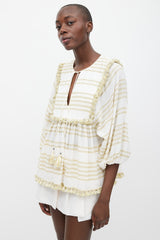 Zimmermann White & Yellow Striped Tassel Trim Top
