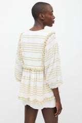 Zimmermann White & Yellow Striped Tassel Trim Top