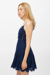 Zimmermann X Barney's Navy Swiss Dot Panelled Dress