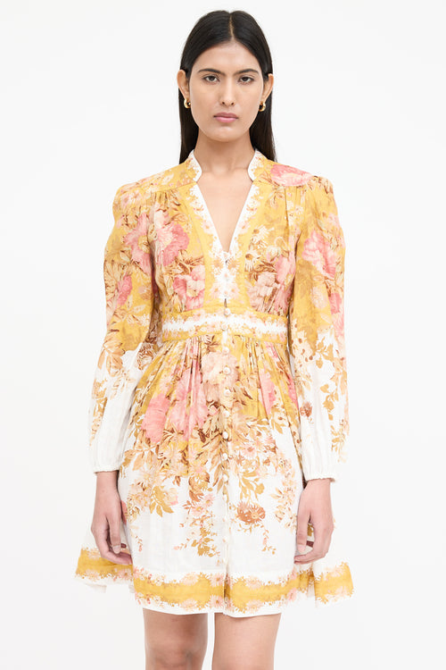 Floral Pleated Pattie Plunge Dress