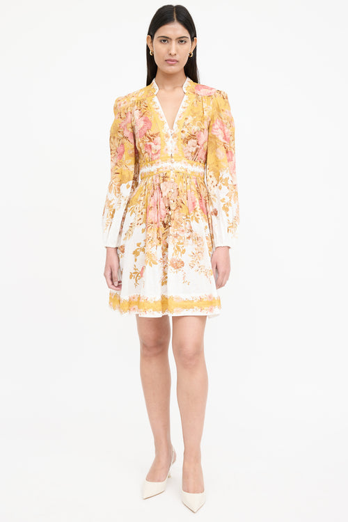 Floral Pleated Pattie Plunge Dress