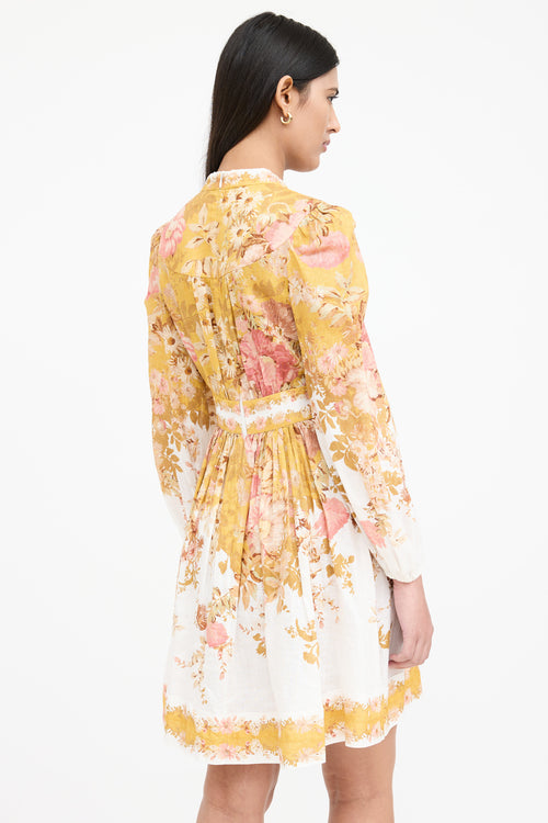 Floral Pleated Pattie Plunge Dress