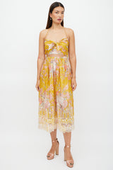 Zimmermann Yellow & Multicolour Floral Cut Out Dress