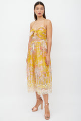 Zimmermann Yellow & Multicolour Floral Cut Out Dress