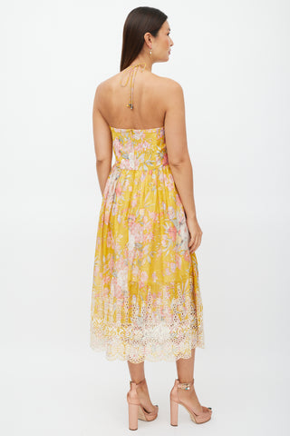 Zimmermann Yellow & Multicolour Floral Cut Out Dress