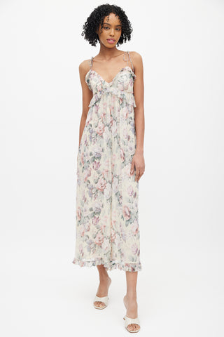 Zimmermann Yellow & Multicolour Floral Silk Jumpsuit