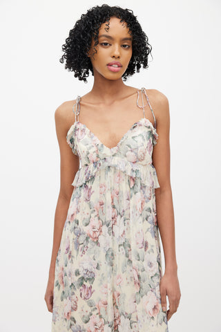 Zimmermann Yellow & Multicolour Floral Silk Jumpsuit