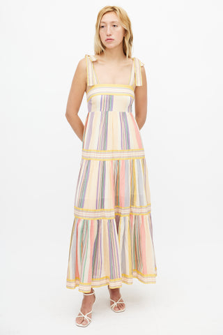 Zimmermann Yellow & Multicolour Striped Maxi Dress