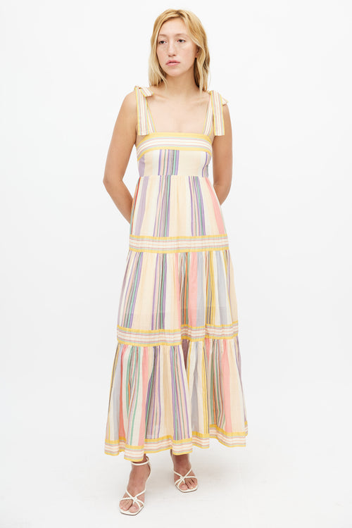 Zimmermann Yellow & Multicolour Striped Maxi Dress