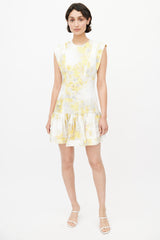Zimmermann Yellow & White Botanica Flounce Dress