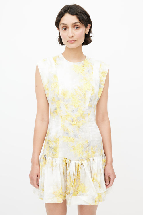 Zimmermann Yellow & White Botanica Flounce Dress