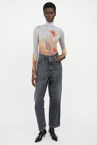 Acne Studios Orange & Multi Colour Sheer Turtleneck Top