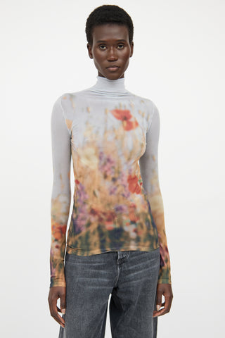 Acne Studios Orange & Multi Colour Sheer Turtleneck Top