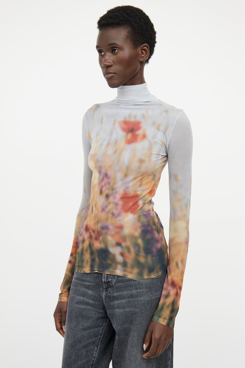 Acne Studios Orange & Multi Colour Sheer Turtleneck Top