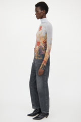 Acne Studios Orange & Multi Colour Sheer Turtleneck Top