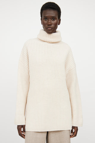 Acne Studios Cream Rib Turtleneck Sweater