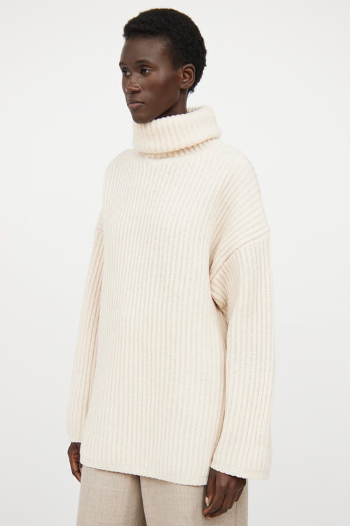 Acne Studios Cream Rib Turtleneck Sweater