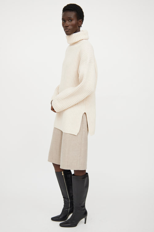 Acne Studios Cream Rib Turtleneck Sweater