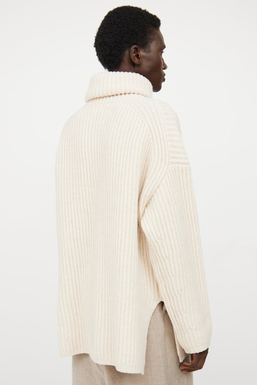 Acne Studios Cream Rib Turtleneck Sweater