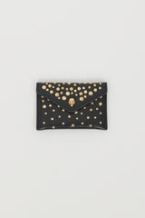 Alexander McQueen Black & Gold Leather Studded Skull Envelope Card Holder