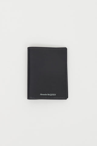 Alexander McQueen Black Leather Logo Passport Holder