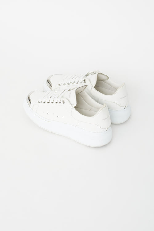 Alexander McQueen White Leather Metal Toe Oversized Sneaker
