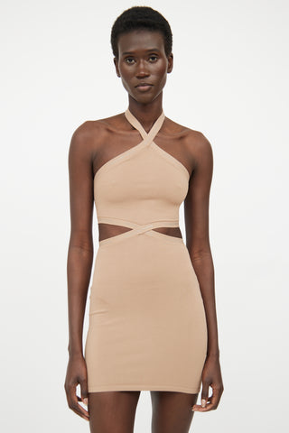 Alexander Wang Brown Cutout Logo Dress