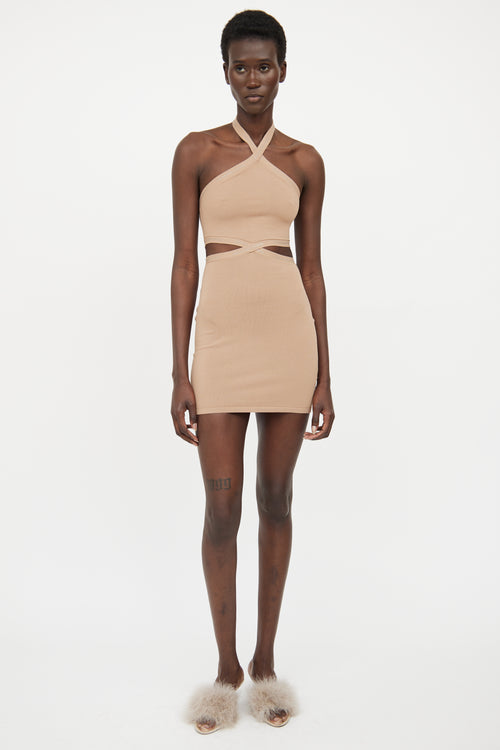 Alexander Wang Brown Cutout Logo Dress