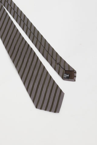 Armani Brown & Green Striped Tie