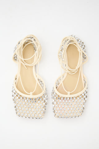 Bottega Veneta Leather Sparkle Stretch Sandal