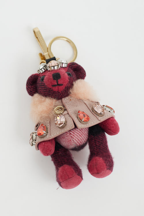 Burberry Pink Teddy Bear Crystal Keychain