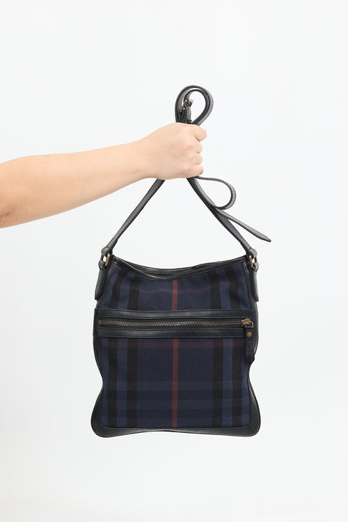 Burberry Navy Canvas Check Crossbody Bag