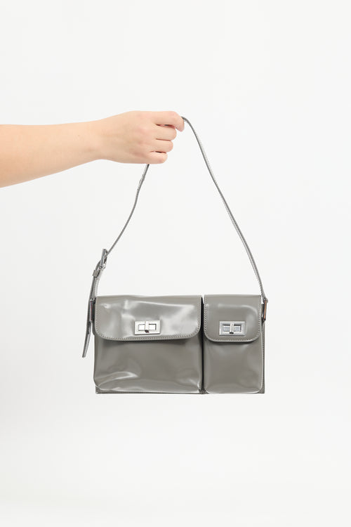 By Far Grey Patent Leather Billy Bag