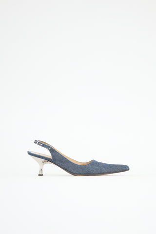 Roberto Cavalli Denim Slingback Pump
