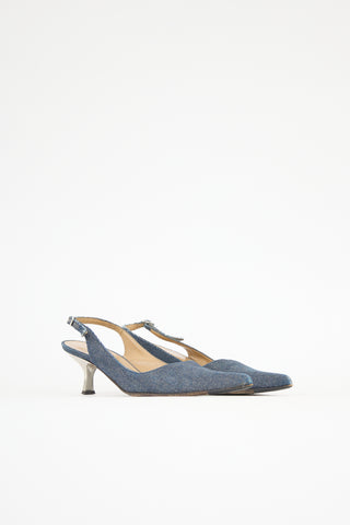 Roberto Cavalli Denim Slingback Pump