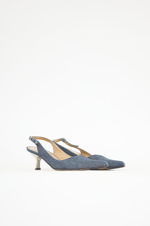 Roberto Cavalli Denim Slingback Pump