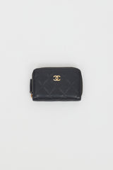 Chanel Black Caviar Leather CC Zip Wallet