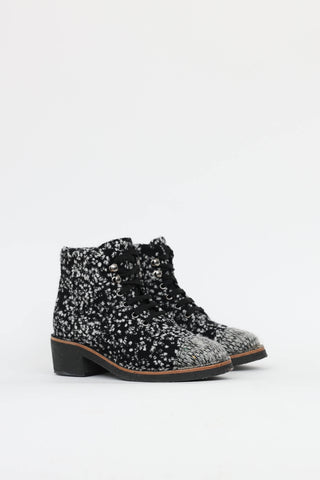 Chanel Tweed Zip Ankle Boot