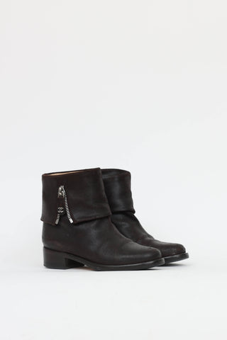 Chanel Distressed Zip Ankle Boot
