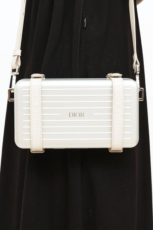 Dior x Rimowa Silver Personal Clutch Bag