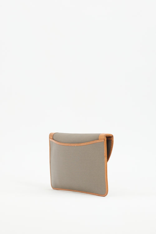 Dior Vintage Grey Canvas & Brown Leather Bag