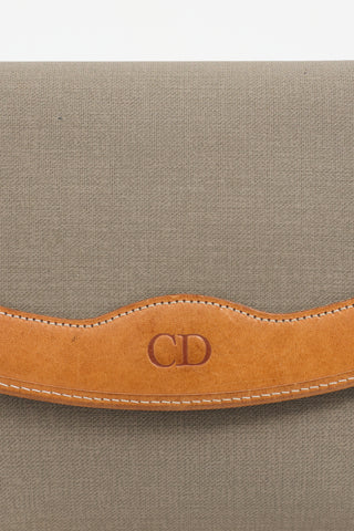 Dior Vintage Grey Canvas & Brown Leather Bag