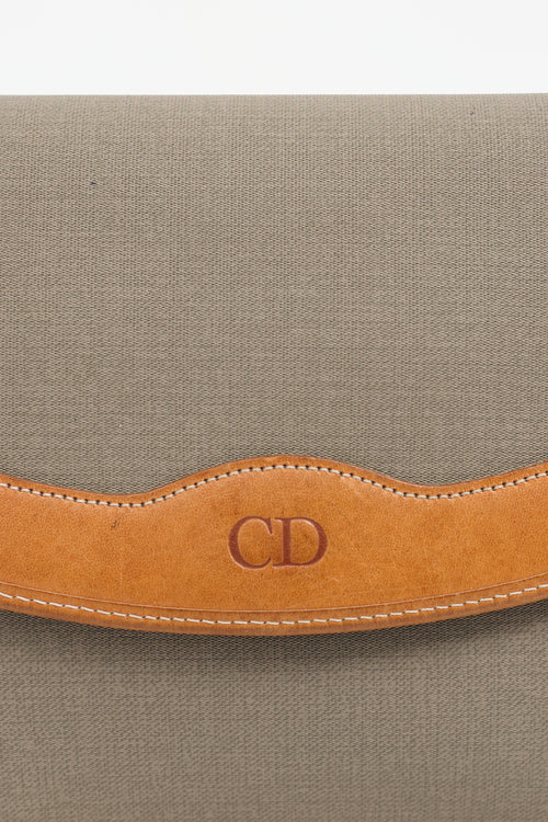 Dior Vintage Grey Canvas & Brown Leather Bag