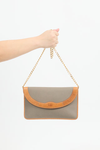 Dior Vintage Grey Canvas & Brown Leather Bag