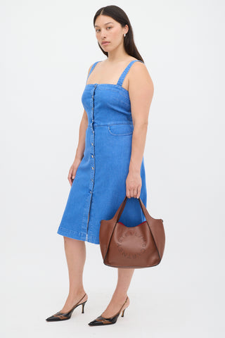 Stella McCartney Brown Vegan Leather Sierra Logo Tote