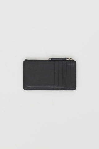 Fendi Black Leather & Fur Monster Zip Cardholder